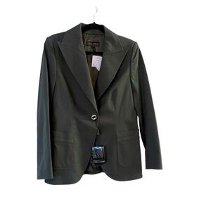 NWT ESCADA vintage olive green stretch cotton twill peak lapel blazer jacket